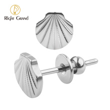 Right Grand ASTM F136 Titanium Body Jewelry Piercing Titanium Shell Shape Earring Stud
